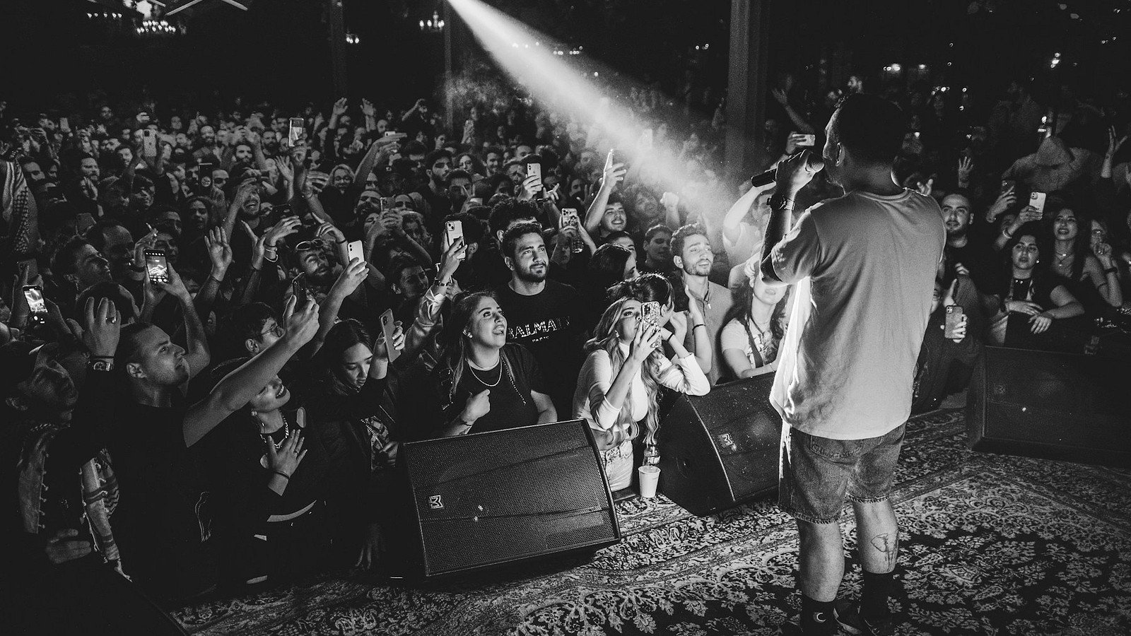 Fans sharing a nostalgic live music experience in Dubai