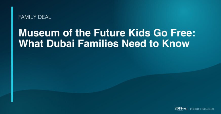 Museum of the Future kids go free featured editorial graphic by 20Five